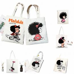 Mafalda Woman Shop Tags Tote Bag Beach Tas Shopper Tassen Handtassen Hoge capaciteit canvas schoudertassen H2NX#