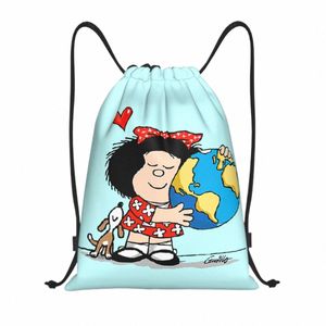 Mafalda World et son chiot cordon sac à dos sport sac de sport pour hommes femmes Quino Comic Carto Shop Sackpack 56Hb #