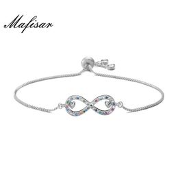 Mafisar 2021 nouvelle mode arc-en-ciel couleur CZ pierre bijoux couleur or Rose 8 forme infini bracelets à breloques pour femme Girl295M