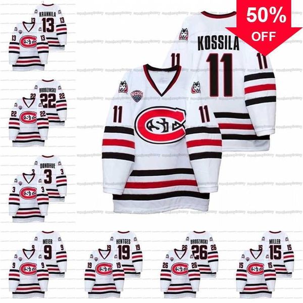 Mag A3740 NCAA St. Cloud State Huskies 2021-22 Camiseta de hockey Seamus Donohue Ryan Poehling Jimmy Schuldt Jack Peart Kevin Fitzgerald Matt Cullen Nick