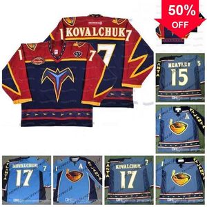 Mag C202 Maillots du 5e anniversaire des Thrashers d'Atlanta # 17 ILYA KOVALCHUK 2003 # 15 DANY HEATLEY # 16 Buchberger # 97 Joueur 2003 Maillots de hockey vintage