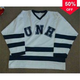 Mag Men Vintage personnalisé 23 maillots Jeff St. Laurent University UNH HOCKEY OF HAMPSHIRE WILDCATS JERSEY Bleu Blanc qualité supérieure taille 3-3xl