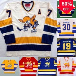 Mag Mit Mens Minnesota Fighting Saints Jersey 10 TED HAMPSON 14 DAVE KEON 19 BRUCE BOUDREAU 20 JACK CARLSON 35 JOHN GARRETT Retro hockeyshirts