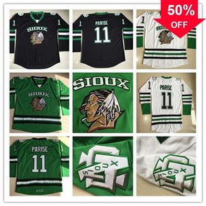 Mag MitNess 11 Zach Parise North Dakota Fighting Sioux College Hockey Sioux Jersey gestikt en geborduurd Topkwaliteit