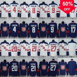 Mag MitNess 4 John Carlson 8 Joe Pavelski 9 Zach Parise 17 Ryan Kesler Jersey 2016 World Cup of Hockey Team USA Hockey Jersey Goedkope