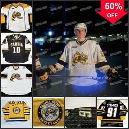 Mag MitNess Custom CHL Vintage Sarnia Sting 91 Steven Stamkos Hockey Jersey 17 Martin Personnalisez n'importe quel numéro et nom Broderie Cousue CHL Jerseys