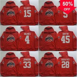 Mag MitNess Hommes Ohio State Buckeyes Coollege Jersey 97 Joey Bosa 12 C.JONES 16 BARRETT 1 B.Miller 15 Elliott Red Jerseys Sweats à capuche