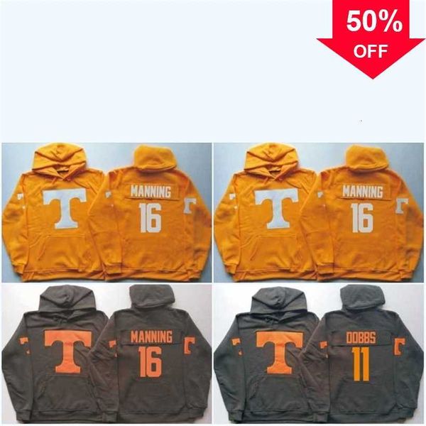 Mag MitNess Hommes Tennessee Volunteers Jersey 16 Peyton Manning 11 Joshua Dobbs Chandails de hockey Sweats à capuche de haute qualité