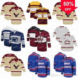 Mag MitNess NCAA Hommes Bos Eagles Chandail De Hockey Film Jersey Penn State Nittany Lions Colosseum Open Net II Chandails De Hockey Sur Glace