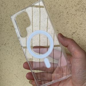 Mag Safe antichoc Transparent clair magnétique chargeur sans fil étui de couverture de téléphone pour Samsung Galaxy S23ultra S23 S22 S22ultra B219