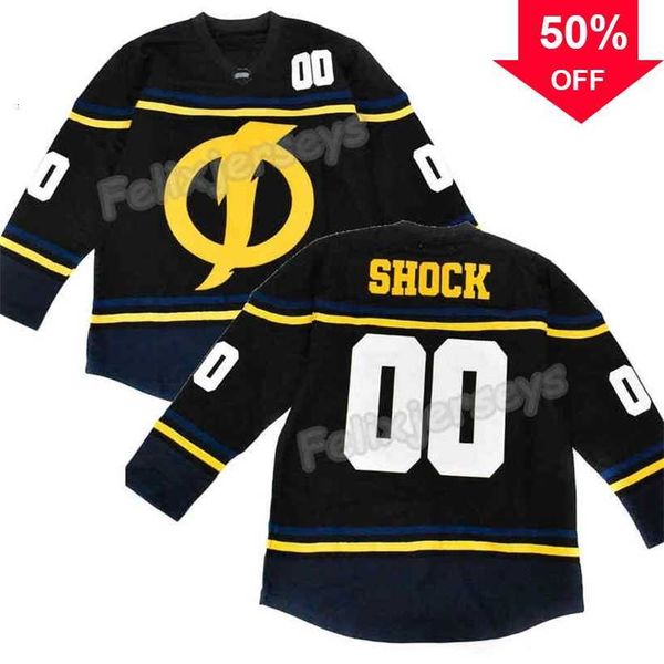 Mag Thr 00 Static Shock Black Movie Hockey Jersey 100% bordado Hombres Mujeres Jóvenes Hockey Jerseys Barato Envío rápido