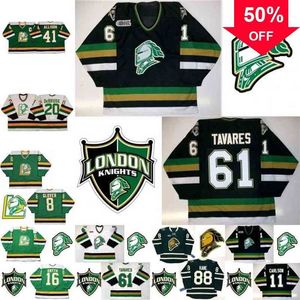 Mag Thr London Knights 16 Brad Smyth 20 Louie DeBrusk 8 Jason Glover 41 Jason Allison John Carlson 88 Patrick Kane 61 Maillots de hockey John Tavares