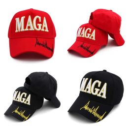 Sombrero bordado MAGA Trump 2024 gorra de algodón de béisbol roja negra para las elecciones