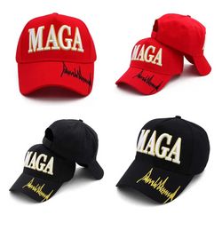 Chapéu bordado MAGA Trump 2024 boné de beisebol preto vermelho de algodão para eleição C434