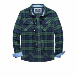 Magcomsen Herfst Winddicht Heren Flanel Shirt Warm Lg Mouw Casual Plaid Shirts Met Twee Borstzakken B4Mj #