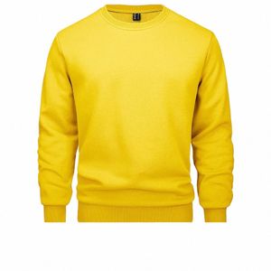 Magcomsen Sweat-shirt à col rond en polaire pour hommes Pulls légers à manches LG Automne Hiver Basic Chaud sans capuche Sweat à capuche Streetwear Y5gU #
