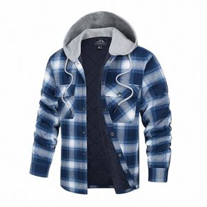 Magcomsen – veste en flanelle à capuche pour homme, manteau chaud d'hiver, chemise à carreaux, coupe-vent avec capuche, 131Z #