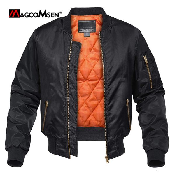 MAGCOMSEN hommes vestes épais chaud doublure Orange Bomber vestes automne hiver décontracté coupe-vent manteaux 240113