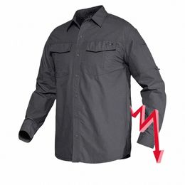 Chemises de randonnée à manches LG Magcomsen pour hommes à séchage rapide Sun Protecti Chemise de voyage de pêche Chemises légères en plein air 38kK #