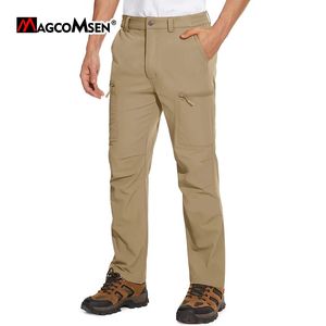MAGCOMSEN Pantalones de senderismo impermeables para hombre con múltiples bolsillos, ligeros, de secado rápido, informales, rectos, para trabajar 240108
