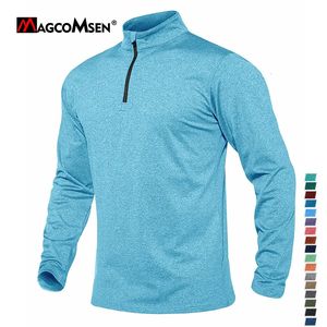 MAGCOMSEN Jersey de lana para hombre Suéteres térmicos para clima frío Camisas de entrenamiento de cuello alto de manga larga con 14 cremalleras 240304