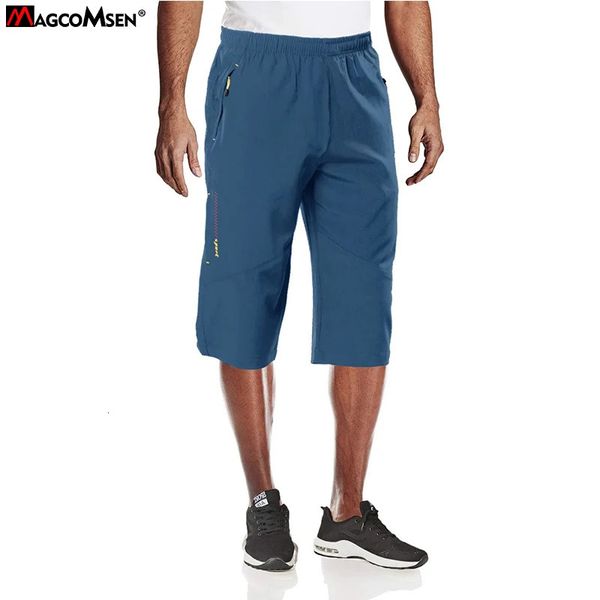 Magcomsen Mens Camping Summer Pantalon court décontracté Bermude solide léger shorts de taille élastique à sec rapidement sèche 240409