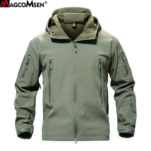 MAGCOMSEN Requin Peau Militaire Veste Hommes Softshell Waterpoof Camo Vêtements Tactique Camouflage Armée À Capuche Veste Mâle Manteau D'hiver 210723