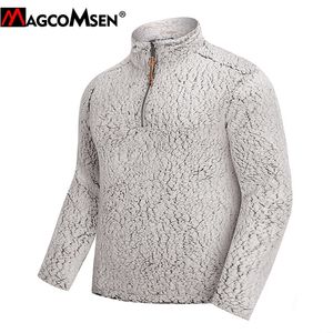 MAGCOMSEN Hiver Pull Hommes 1/4 Zip Sherpa Doux Pull Sweatercoat Frosty Polaire Veste Manteaux Casual Ultra Fuzzy Survêtement 201022