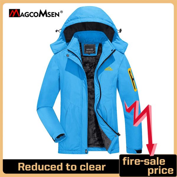 Vestes de ski de ski étanche d'hiver Magcomsen pour femmes chaudes veste de randonnée de randonnée à la volée avec une capuche détachable
