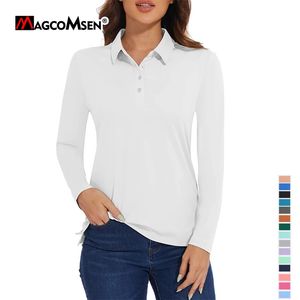 MAGCOMSEN T-shirt de golf à manches longues pour femme Polo d'été à séchage rapide UPF 50 Protection UV Chemises de tennis athlétiques légères 240308