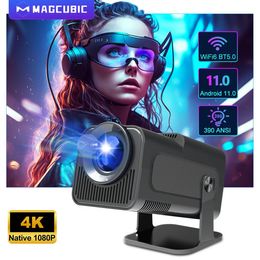 Magcubic Android 11 4K-projector WiFi6 HY320 Allwinner h713 390ANSI BT5.0 1920 * 1080P Draagbare draagbare projector voor buiten Opgewaardeerd HY300 240112