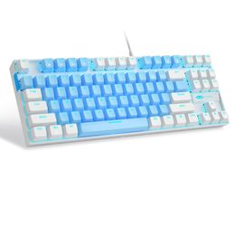 MageGee 75% clavier de jeu mécanique avec interrupteur bleu LED clavier rétro-éclairé bleu 87 touches clavier d'ordinateur filaire TKL Compact 240304