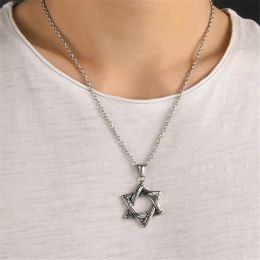 Magen Davidster Hanger Ketting Vrouwen 14K Wit Goud Judaïca Zilver Kleur Joodse Mannen Sieraden