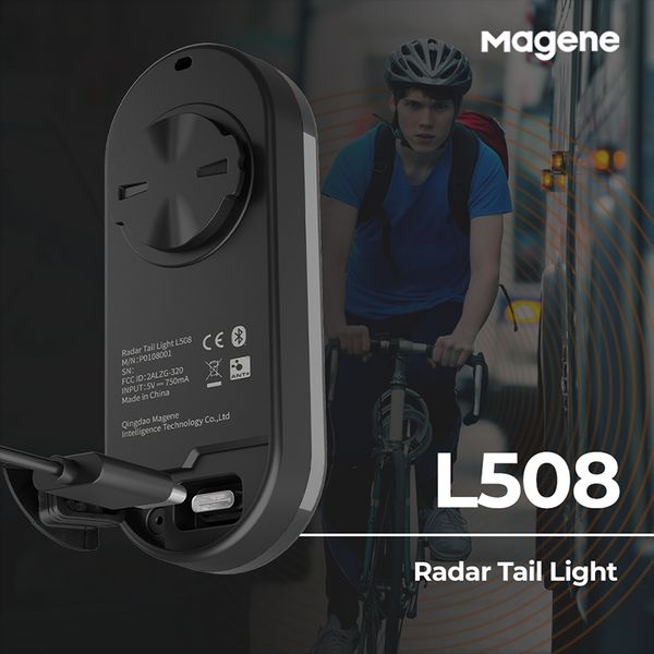 Magène Radar Bike Tail Light L508 BICYLY BICE BRAKE SEMBRE LAMBRE SELLE POSE DE SEAGE CHARGEGEBIKE THAPHOPHER LED CYCLING VILLE VILLE