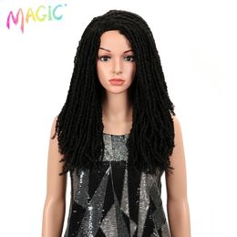 Magic 22inch Wigs de cheveux synthétiques pour femmes noires Crochet tresses Twist Jumbo Drey Faux Locs Coiffure Long Afro Brown Hair 240430