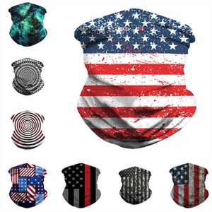 Magic American Flag Écharpe 3D Imprimer Masque facial Hommes Femmes Anti-poussière Crème solaire Foulards Bandana Lavable Tube Chapeaux Masques de cyclisme en plein air WBNS