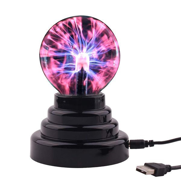 Boule de lumière plasma en cristal magique, boules à induction électrostatique, 3 pouces, 5W, lumières LED, batterie d'alimentation USB, décoration de fête, cadeau pour enfants