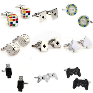 Magic Cube Cards Dice game handvat usb manchetknoop manchetknopen 1 paar grote promotie