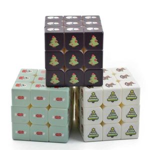 Cubes magiques 3x3x3 Moose Père Noël Pine Tree Brraille Braille Cube magique Smart Smart 3x3 MAGNANTS PUBLITS PUBLISS