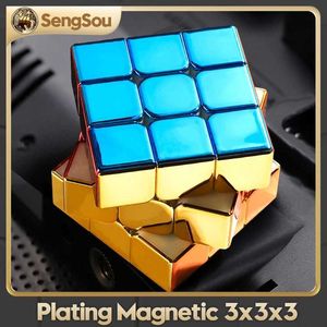 Magic Cubes Cubefun Sengso Metal 3x3 MAGNÉTIQUE GOLDEN Cubo Magic Cube Puzzle Speed Cibe M3 3x3x3 Magico Cubo Cibo Toy Y240518