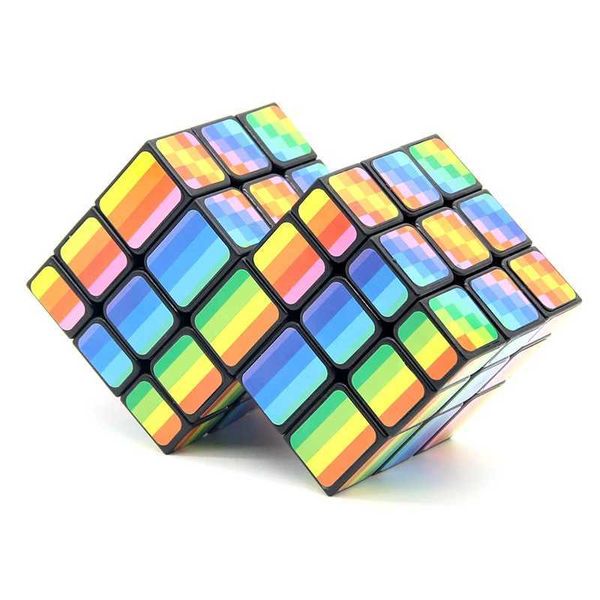 Magic Cubes Double 3x3 Creative Diy Rainbow Connected Magic Cube para niños Biños Regalo Cerebro Teasers Alto dificultad Toyes Magic Y240518