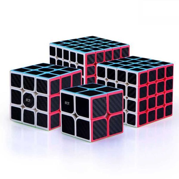 Cubes magiques Cube magique Fibre de carbone environ 2x2 3x3 4x4 5x5 Cube Sticker Speed Magic Cube Puzd