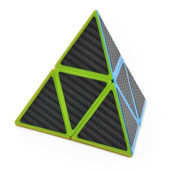 Magic Cubes Pyramid Maple Leaf Carbon Fibre autocollant Speed Magic Cube Puzzle Toys for Children Kids Gift Toy Y240518