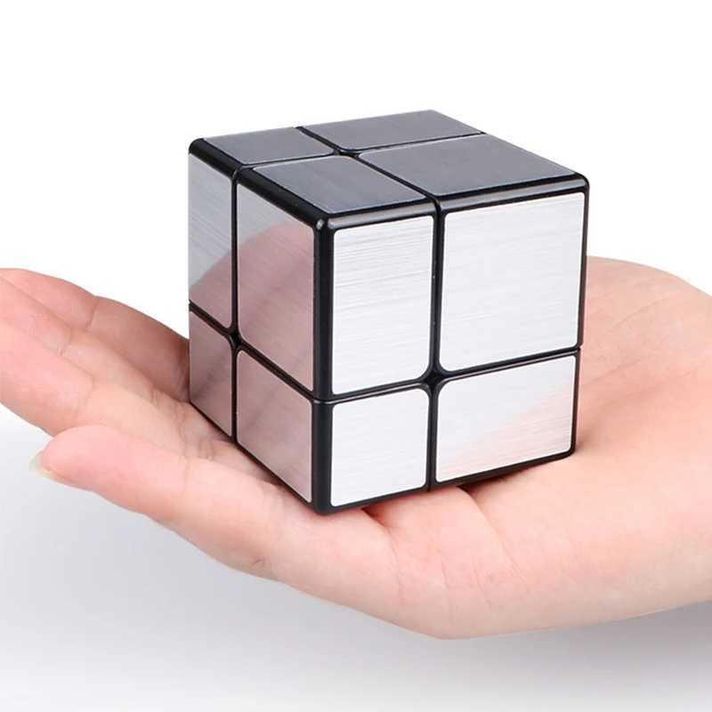 Magic Cubes Qi Yi 2x2x2 3x3x3 Magic Mirror Cube Gold Silver Professional Speed ​​Cubes Puzzles Speed ​​Cube Education Toys for Children Gifts Y240518