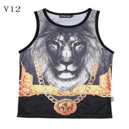 Magisch ontwerp nieuw gemaakt voor mannen tanktops Golden Chain crown Lion 3d vest Grid Ademend absorberende actieve tanks V12 M-XXL236x