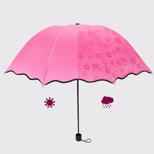 Magic Flower Bloom Toen Rain / Water Fall Sunrain Paraplu Winddicht Compact Lichtgewicht Kleur Ultraviolette-Proof Umbrellas 5 Kleuren