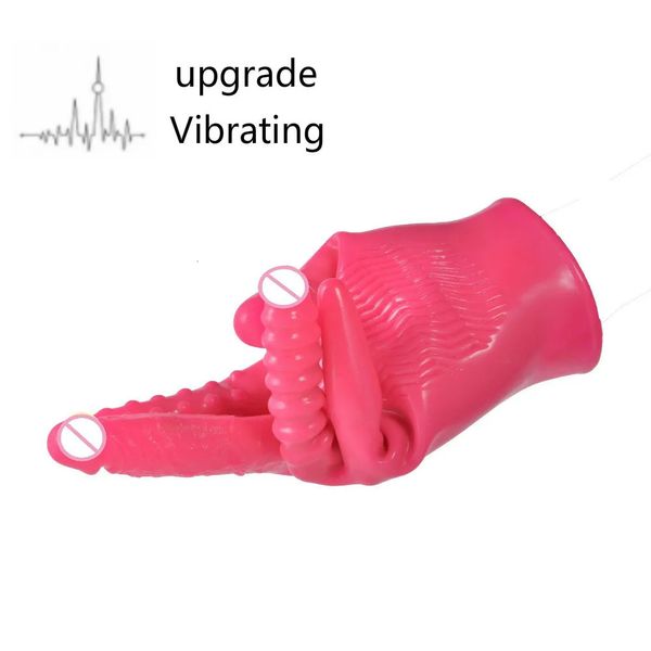 Gants magiques Dildo avec un masturbateur à main vibratrice couples flirter les jouets de sexe anal plug pour les absences adultes de produits sexuels 240410