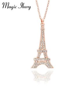 Magic Ikery Zircon Crystal Classic Paris Eiffel Tower Colliers pendants Rose Rose Color Fashion Bijoux pour femmes MKZ139244841325340146