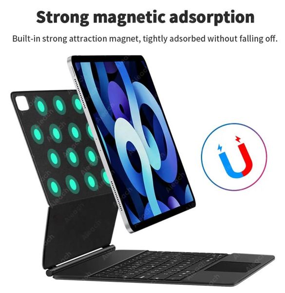 Clavier magique pour iPad Pro 129, étui avec pavé tactile rétroéclairé par LED, support rabattable, 3085618