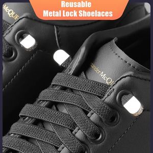 Magic Leters Geen tie -schoen voor volwassenen Kinderen Elastische vetersysteem Easy On and Off Metal Lock Shoelace Sports 240419